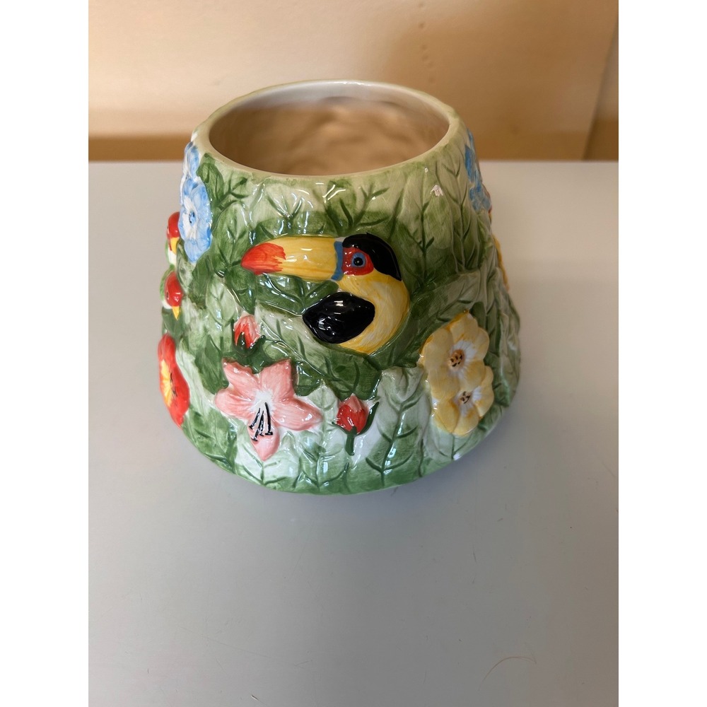 Yankee Candle Tropical Toucan Parrot Ceramic Jar Candle Shade Topper Rainforest